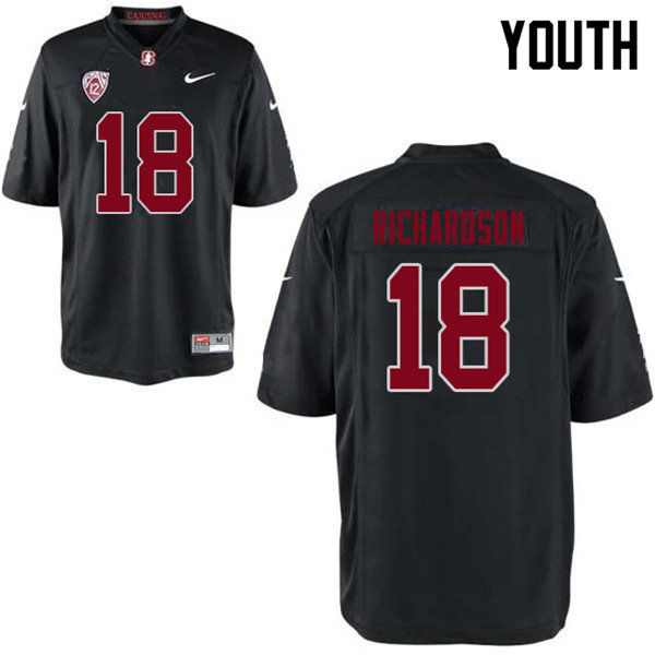 Youth #18 Jack Richardson Stanford Cardinal College Football Jerseys Sale-Black - Click Image to Close